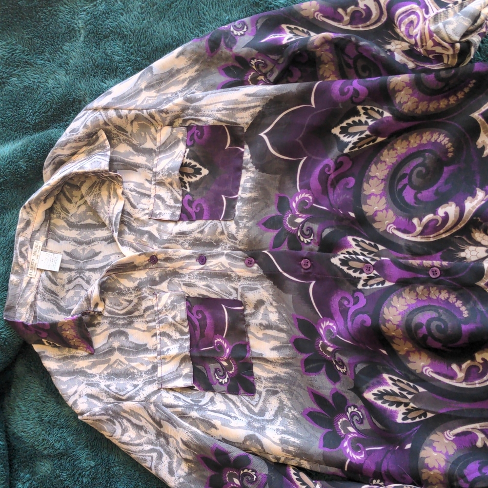 Alberto Makali Large Sheer Button Up